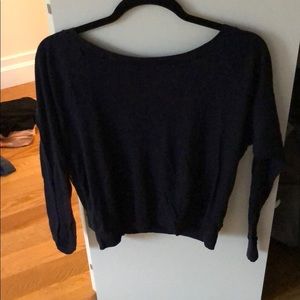 Navy Sweater with Back Lace Detail